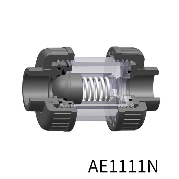 Transparent Double Union check valve Spring type DIN Socket
